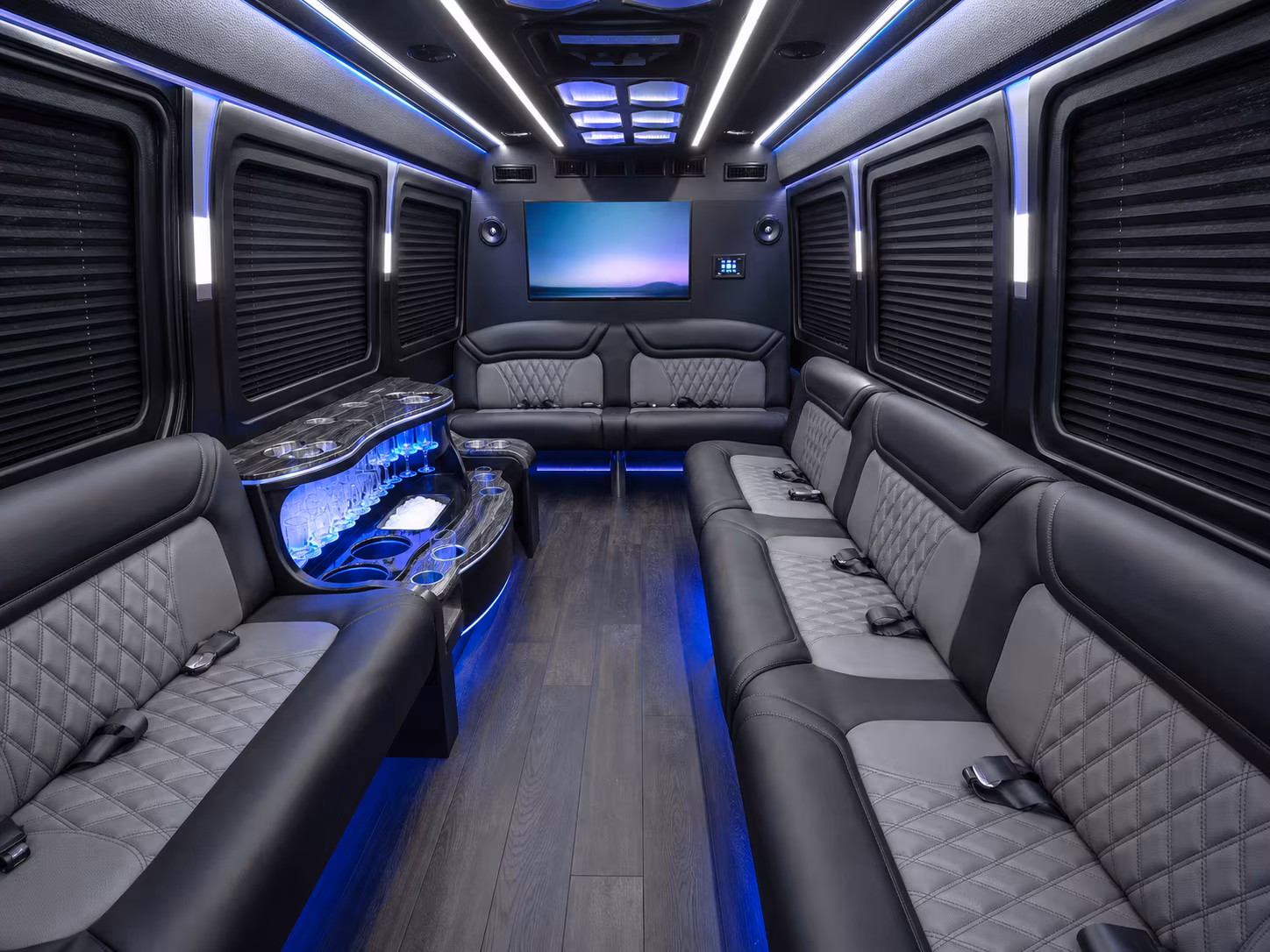 la mesa 18 passenger party bus inside